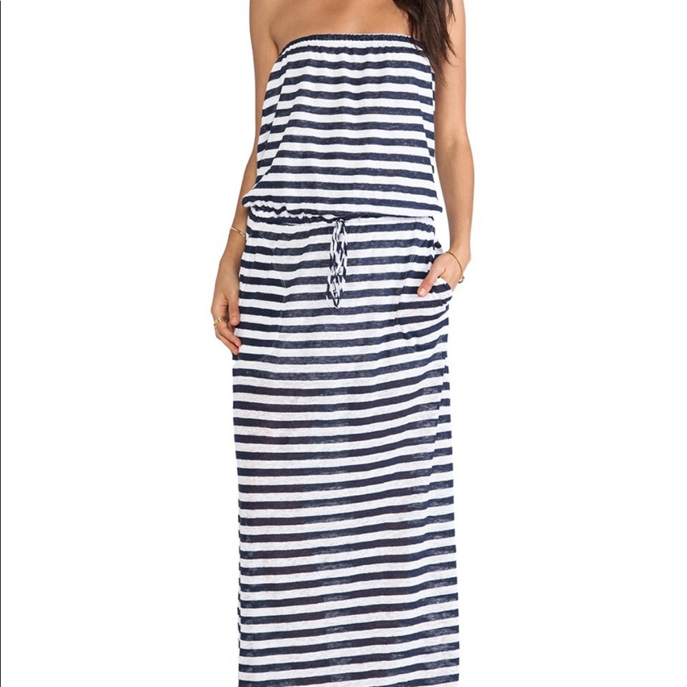 C&C California tube striped dress in navy